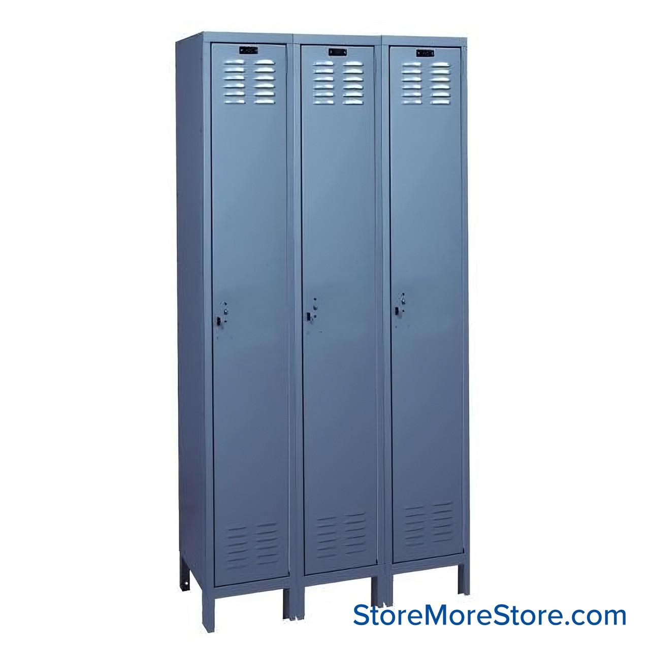 Metal Storage Locker, 12'' W x 15'' D x 78'' H, 1 Column, 3 Tiers, Padlock Hasp, Assembled
