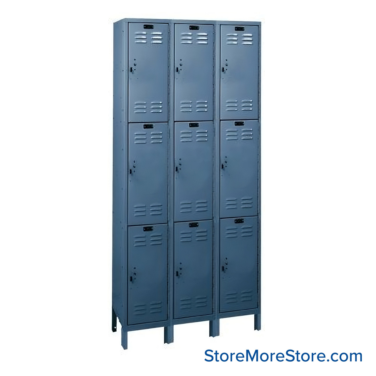 Metal Storage Locker, 36'' W x 15'' D x 78'' H, 3 Columns, 3 Tiers, Combination Lock, Assembled