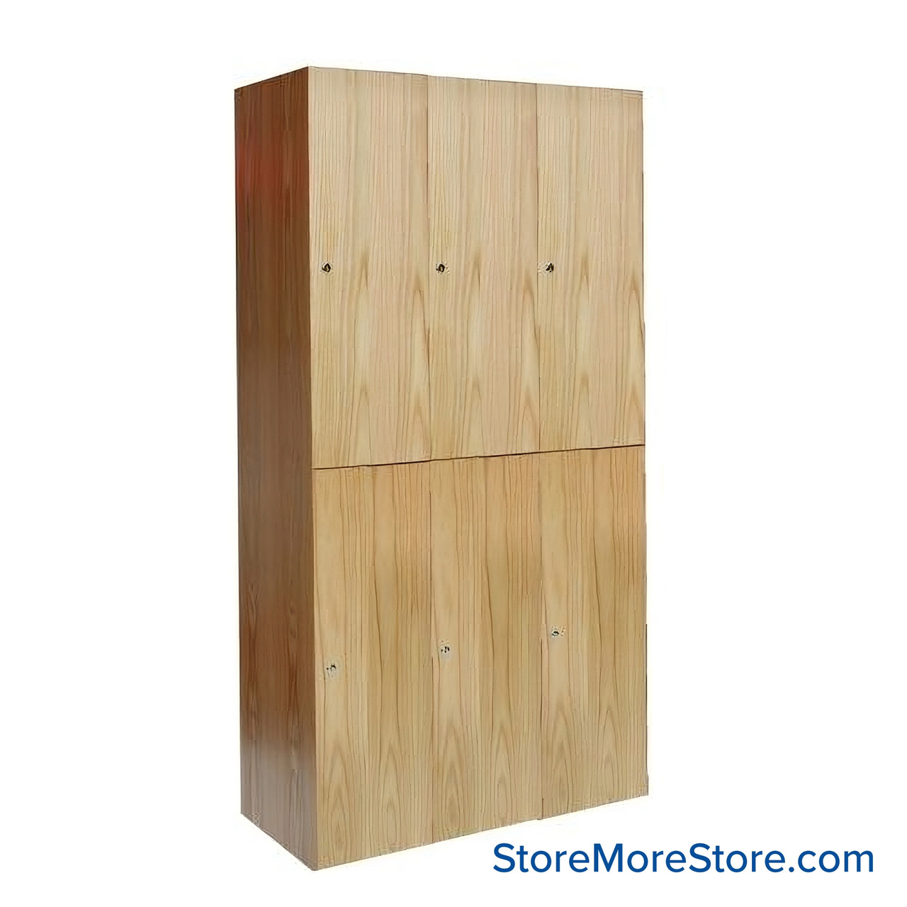 Wood Locker, 36" W x 18" D x 72" H, 3 Columns, 2 Tiers, No Base, No Molding