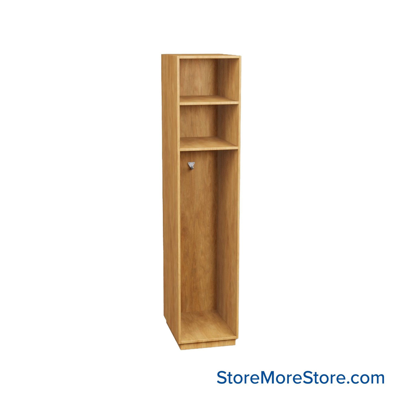 Wooden Storage Locker, 18" W x 24" D x 83.63" H, 18" Locker Width, 1 Locker, 2 Upper Shelf, No Lower Shelf