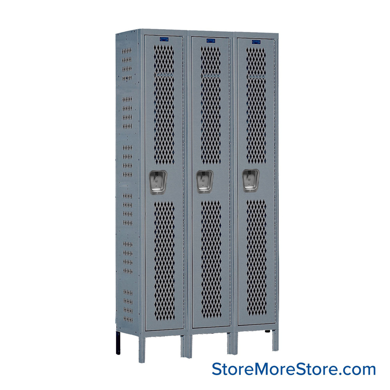Expanded Metal Locker, 36" W x 12" D x 78" H, 3 Columns, 1 Tier, Key Lock, Unassembled