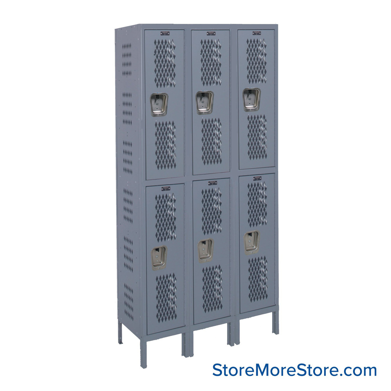 Expanded Metal Locker, 36" W x 12" D x 78" H, 3 Columns, 2 Tiers, Combination Lock, Assembled