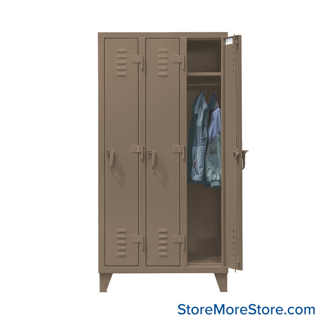 Industrial Lockers, 38" W x 18" D x 78" H, 3 Columns, 1 Tier
