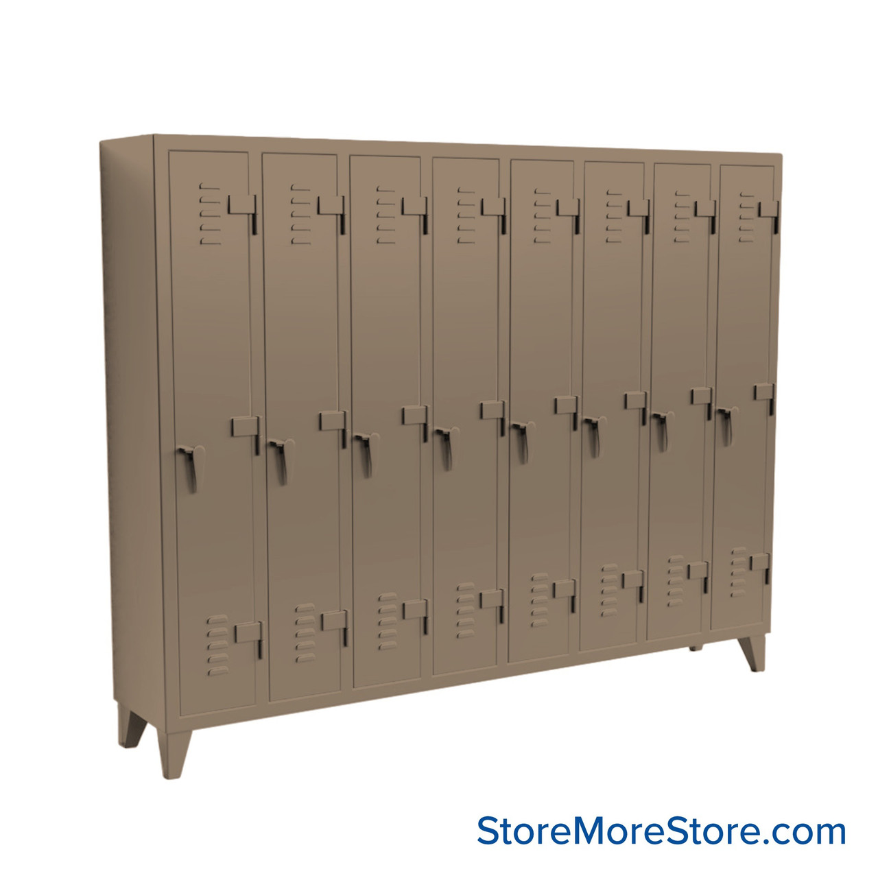 Industrial Lockers, 98" W x 18" D x 78" H, 8 Columns, 1 Tier