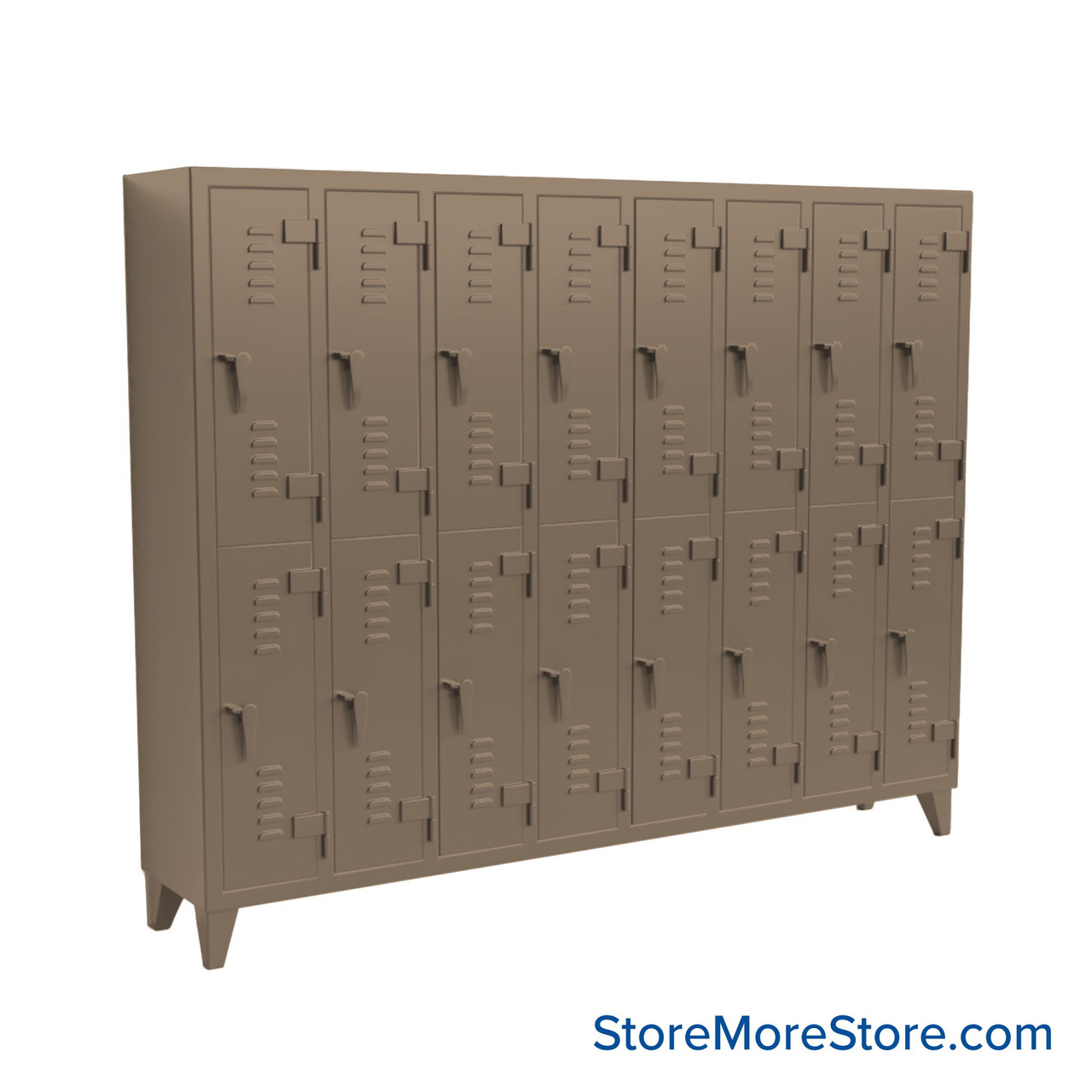 Industrial Lockers, 98" W x 18" D x 78" H, 8 Columns, 2 Tiers