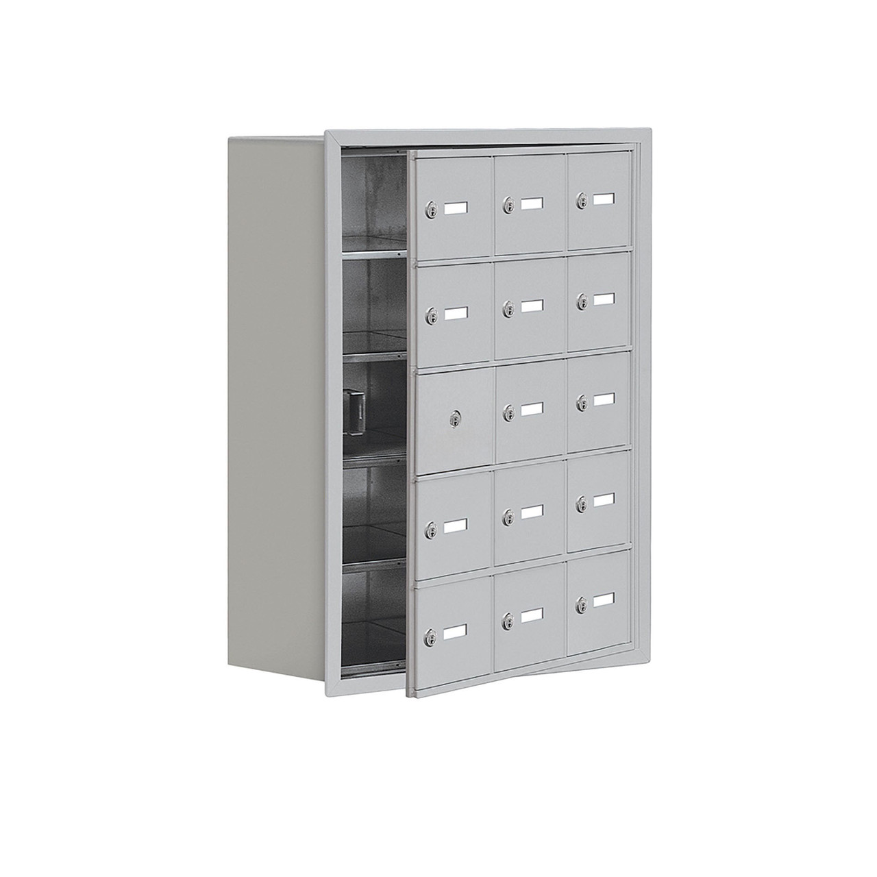 Cellphone Storage Lockers, 24" W x 9.25" D x 31" H, No Cabinet Included, Recessed, 15 Compartments