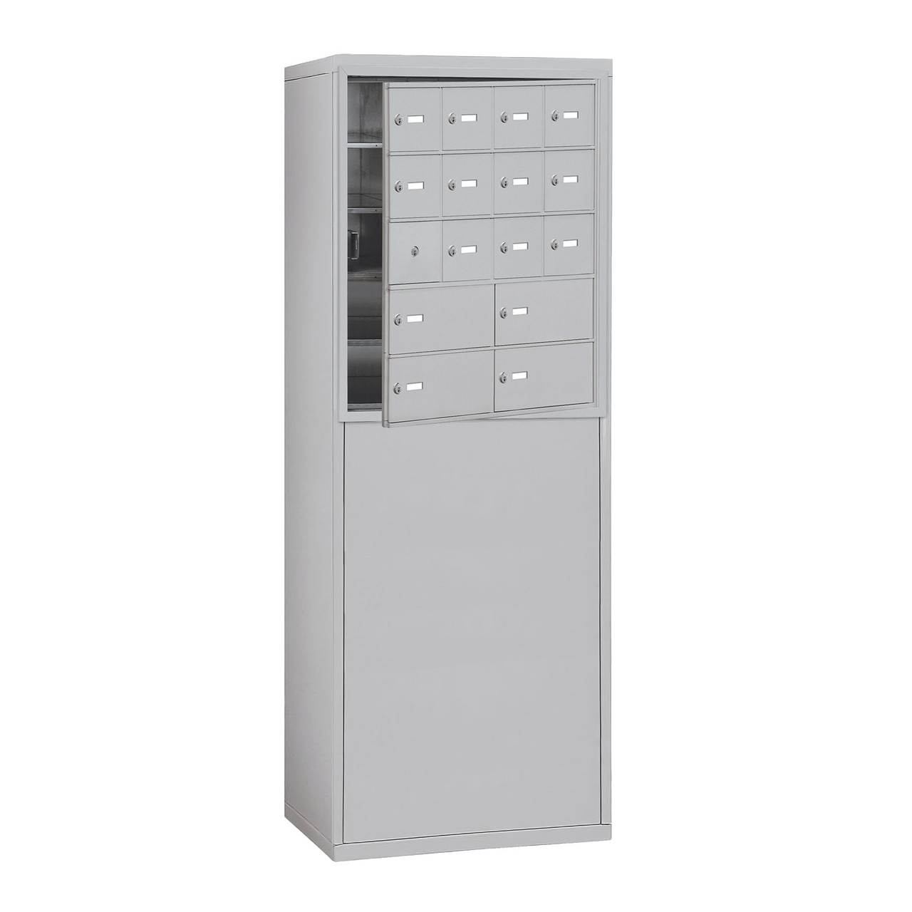 Cellphone Storage Lockers, 30.5" W x 9.25" D x 66.5" H, Yes Cabinet Included, Recessed, 16 Compartments