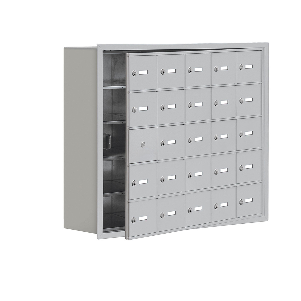 Cellphone Storage Lockers, 37" W x 9.25" D x 31" H, No Cabinet Included, Recessed, 25 Compartments