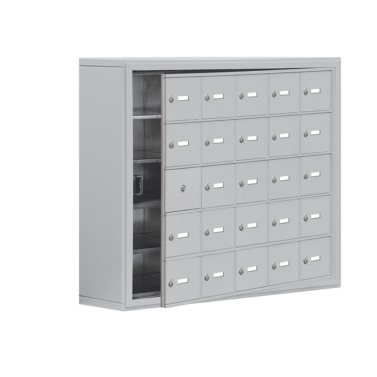 Cellphone Storage Lockers, 37" W x 9.25" D x 31" H, No Cabinet Included, Surface Mount, 25 Compartments