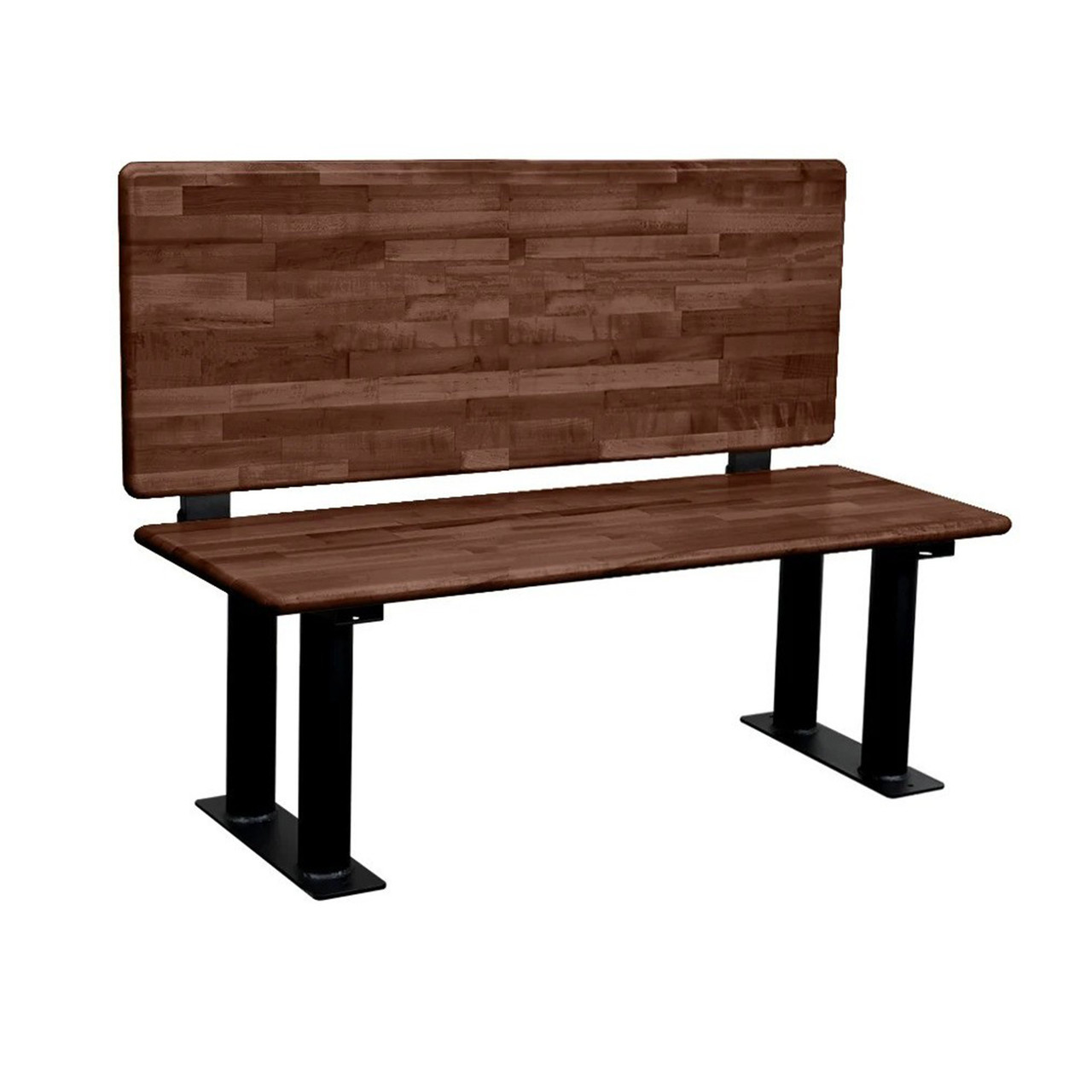 Gym Locker Bench, 48" W x 23" D x 39" H, Butcher Block Bench Top, Yes Back Support, Yes ADA