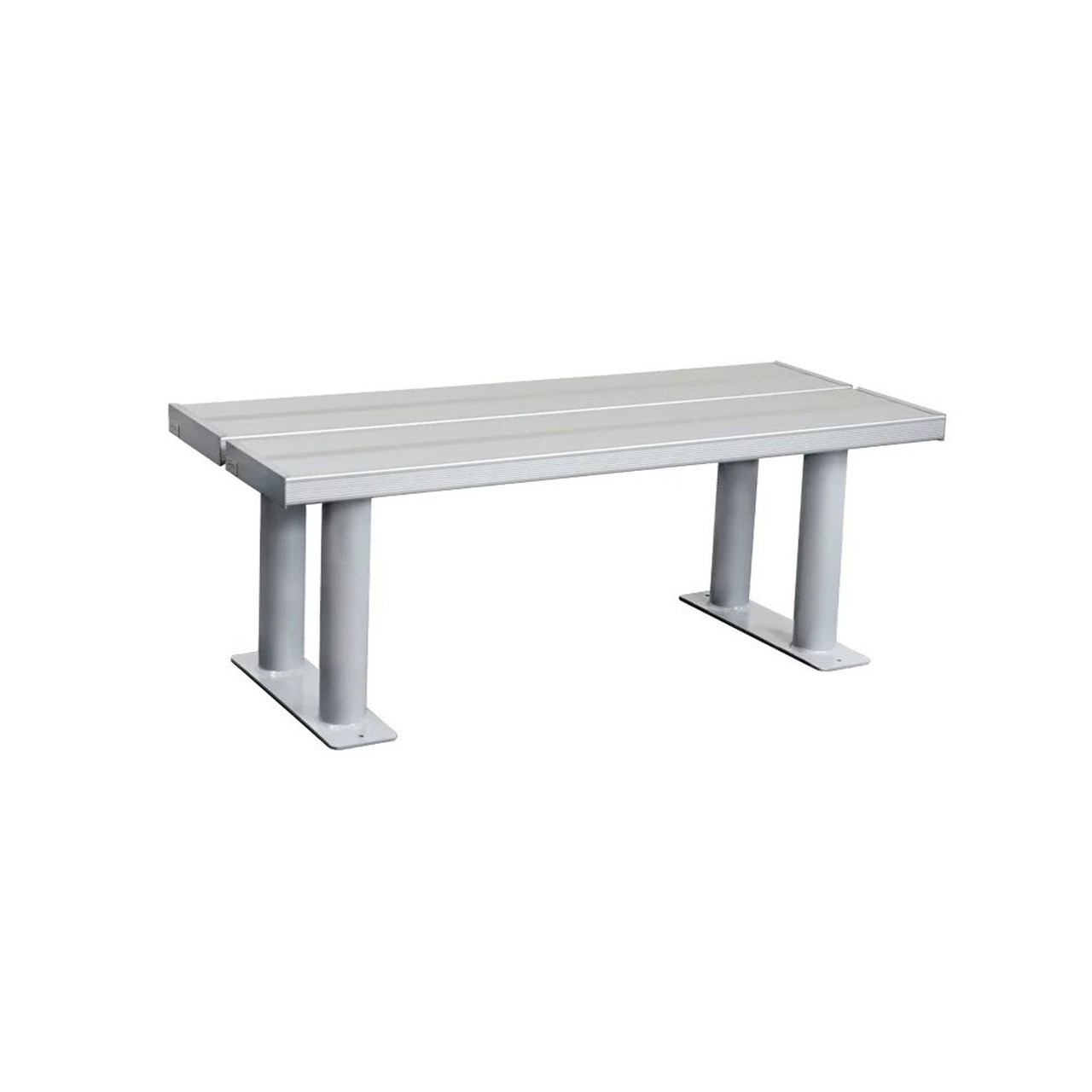 Gym Locker Bench, 42" W x 20" D x 18" H, Aluminum Bench Top, No Back Support, Yes ADA