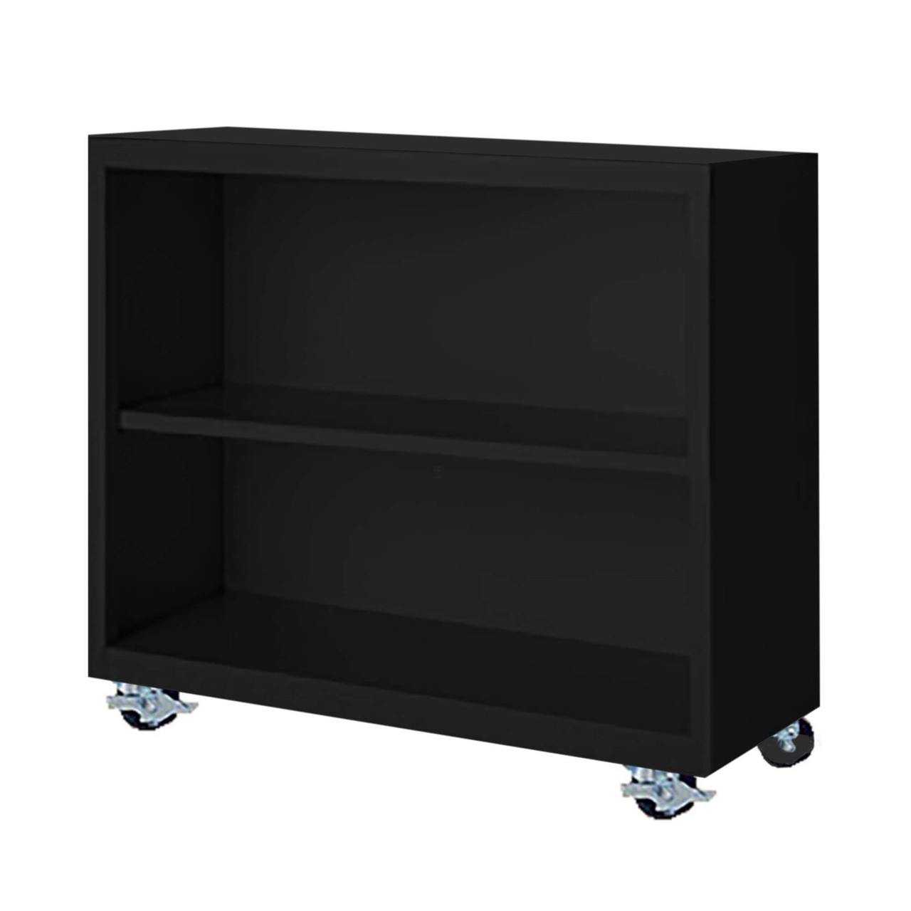 Steel Bookcases, 18" D x 33" H, 2 Levels, Includes Casters