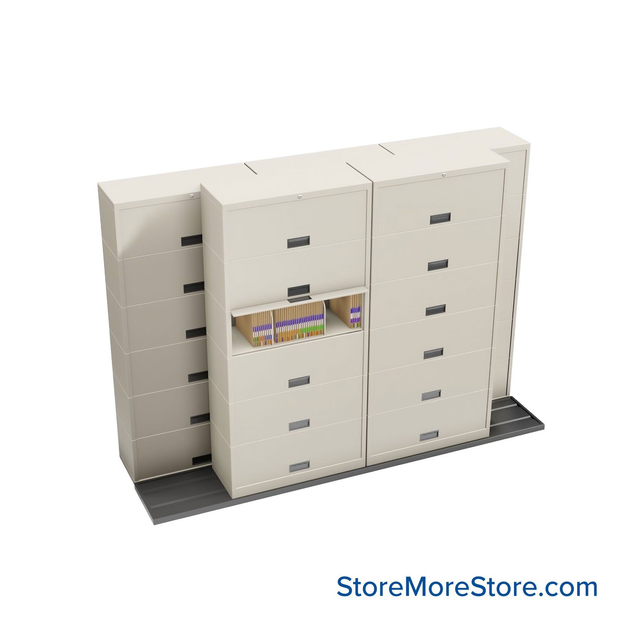 Sliding Flipper Door Cabinets, 112" W x 32.25" D x 81.5" H, Letter Storage, 36" Cabinet Width, 6 Levels