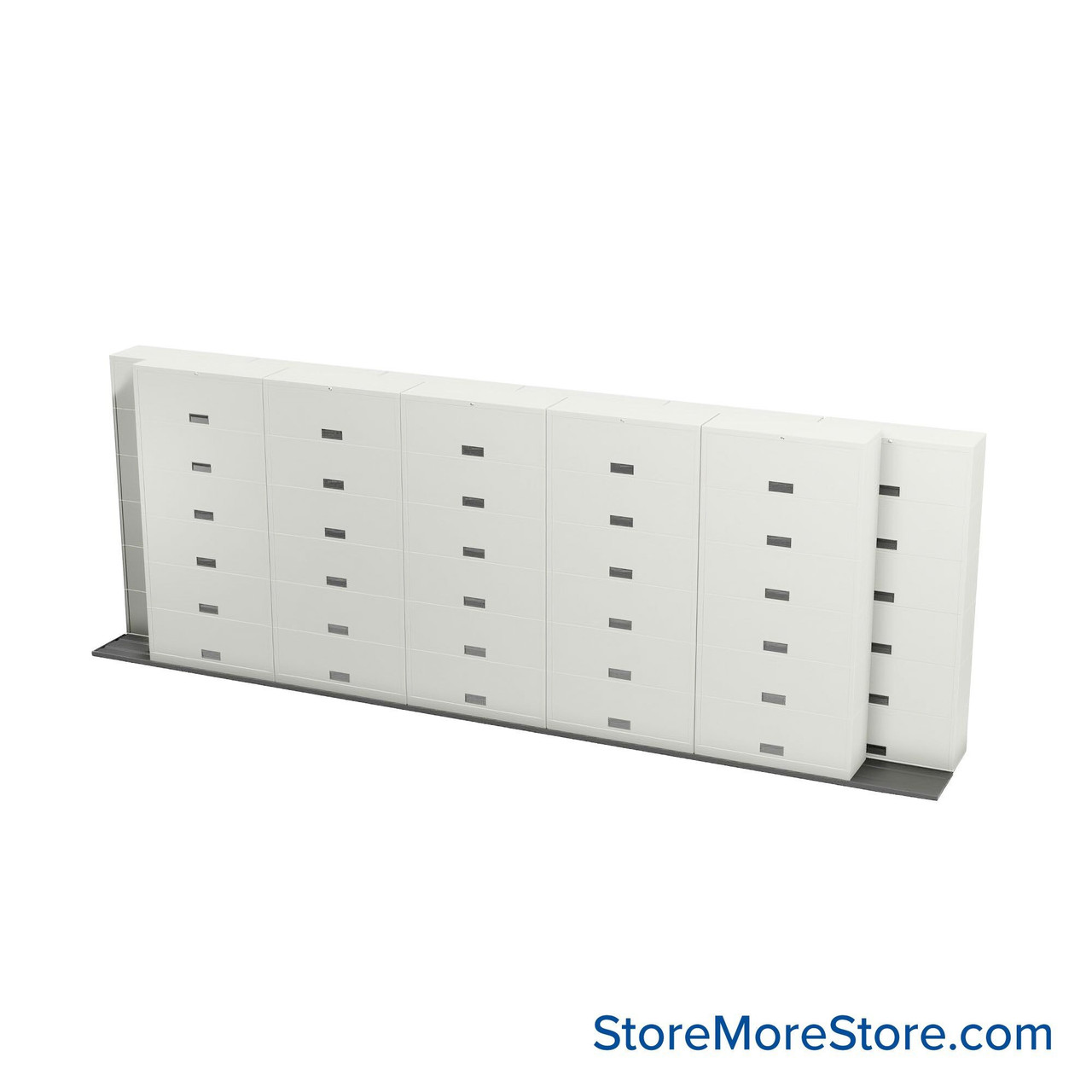 Sliding Flipper Door Cabinets, 260" W x 32.25" D x 93.5" H, Binder Storage, 42" Cabinet Width, 6 Levels