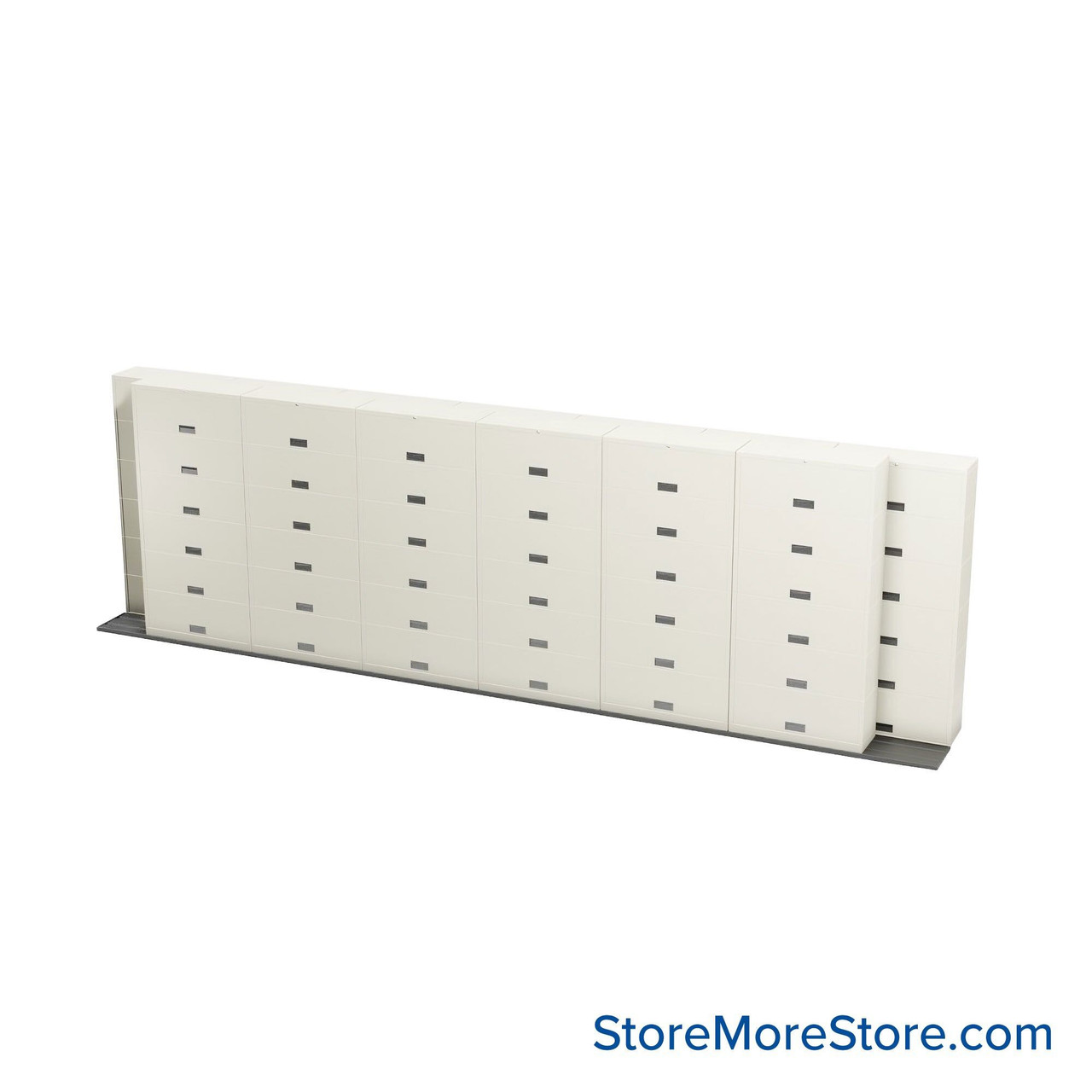 Sliding Flipper Door Cabinets, 302" W x 32.25" D x 93.5" H, Binder Storage, 42" Cabinet Width, 6 Levels