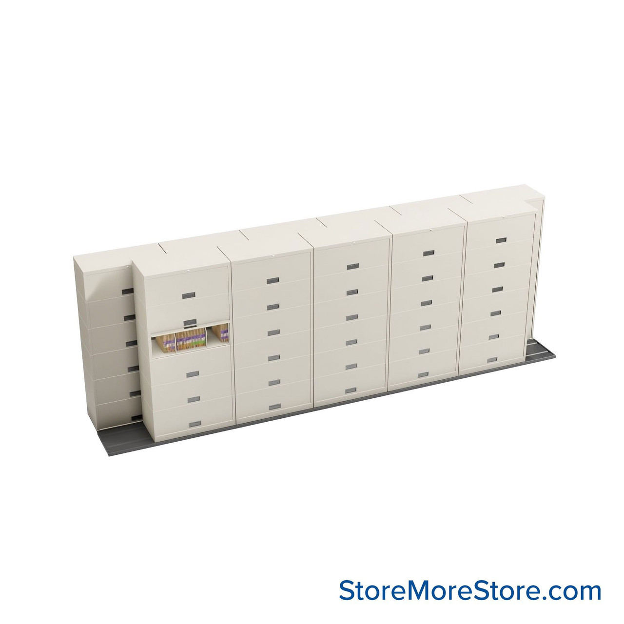 Sliding Flipper Door Cabinets, 224" W x 38" D x 81.5" H, Legal Storage, 36" Cabinet Width, 6 Levels