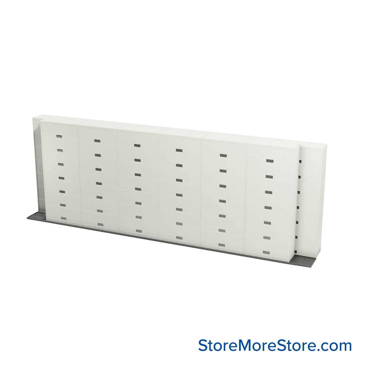 Sliding Flipper Door Cabinets, 260" W x 38" D x 93.5" H, Legal Storage, 36" Cabinet Width, 7 Levels