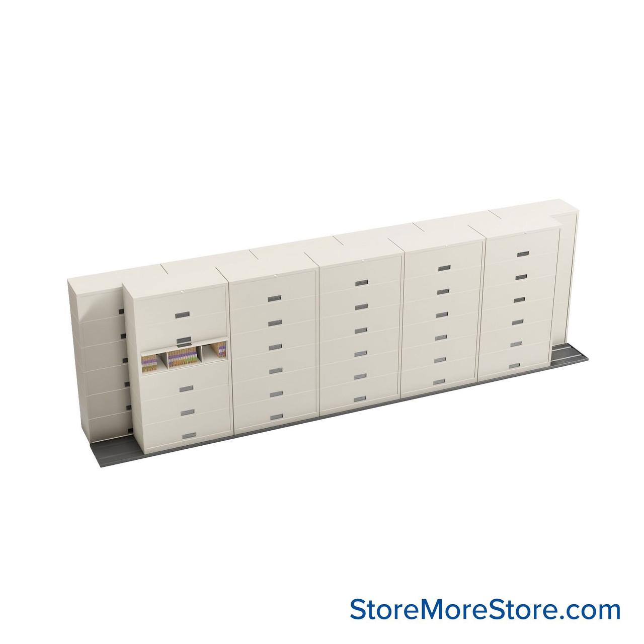 Sliding Flipper Door Cabinets, 260" W x 38" D x 81.5" H, Legal Storage, 42" Cabinet Width, 6 Levels