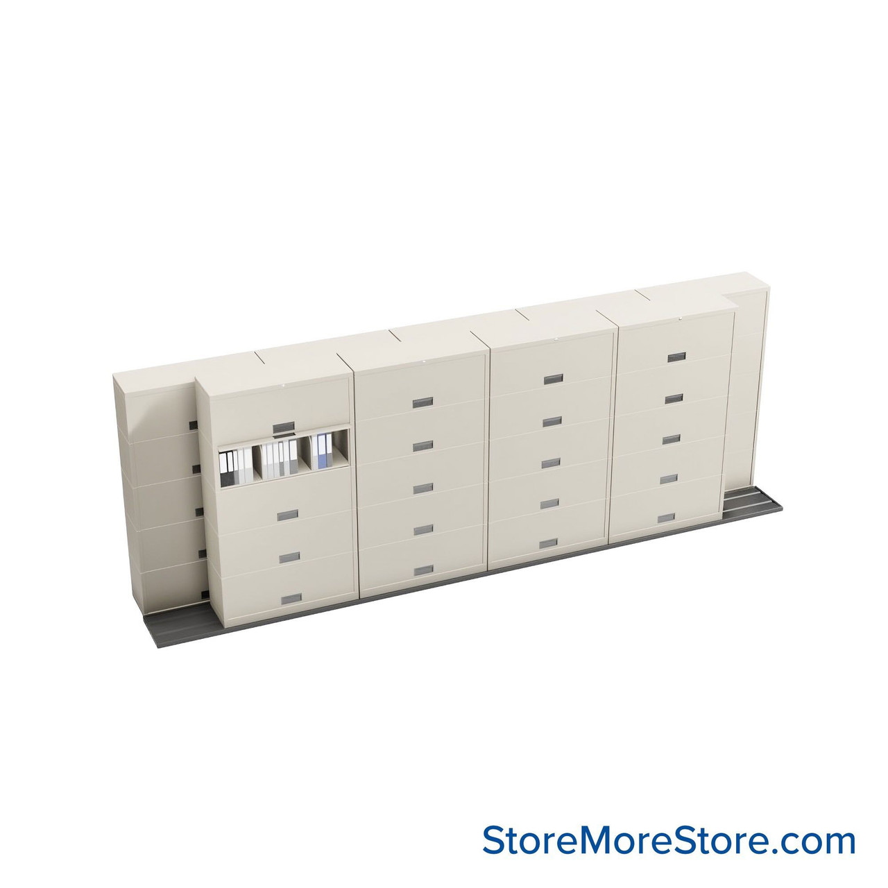 Sliding Flipper Door Cabinets, 214" W x 32.25" D x 79.5" H, Binder Storage, 42" Cabinet Width, 5 Levels