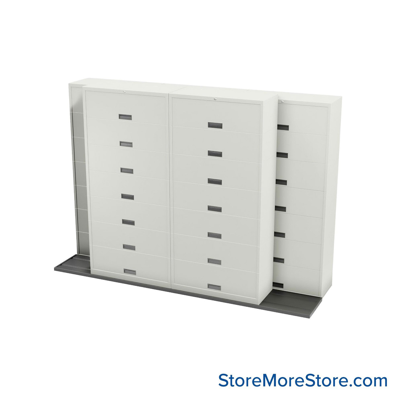 Sliding Flipper Door Cabinets, 130" W x 38" D x 93.5" H, Legal Storage, 42" Cabinet Width, 7 Levels