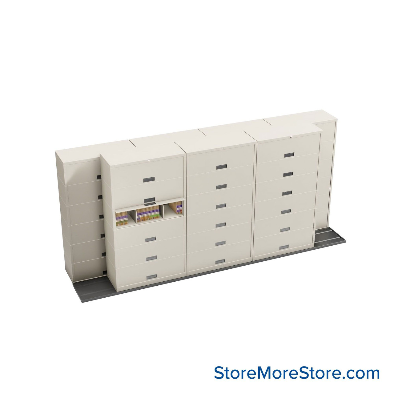 Sliding Flipper Door Cabinets, 172" W x 38" D x 81.5" H, Legal Storage, 42" Cabinet Width, 6 Levels