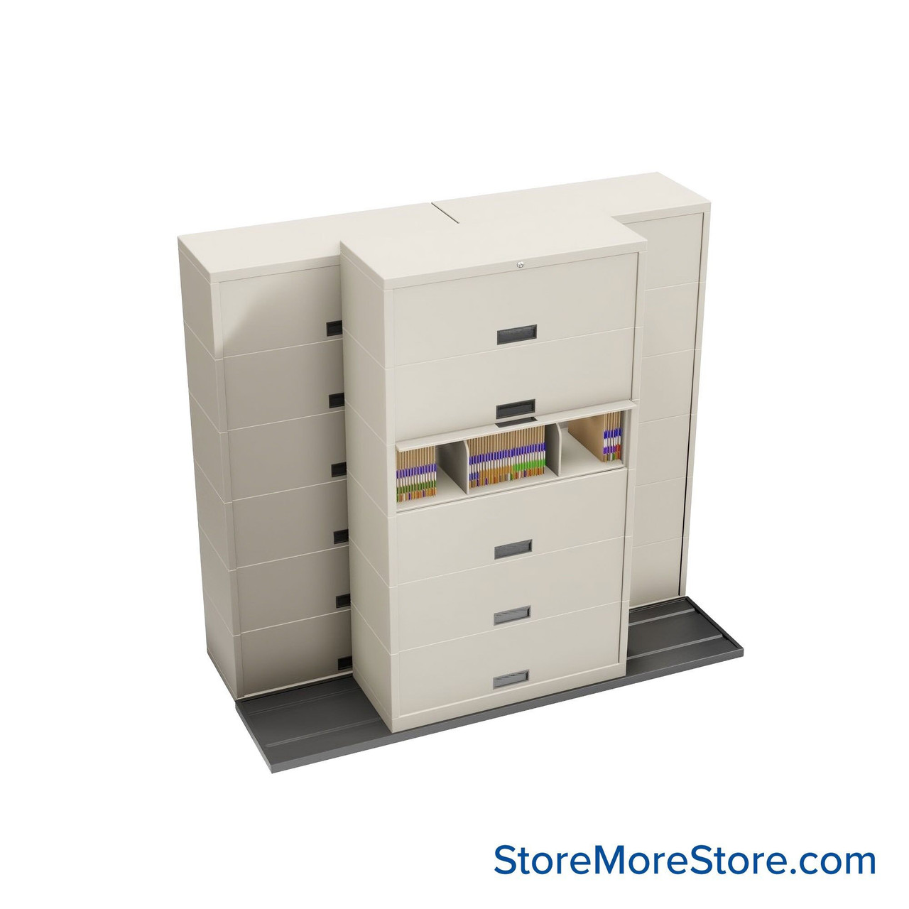 Sliding Flipper Door Cabinets, 88" W x 38" D x 81.5" H, Legal Storage, 42" Cabinet Width, 6 Levels