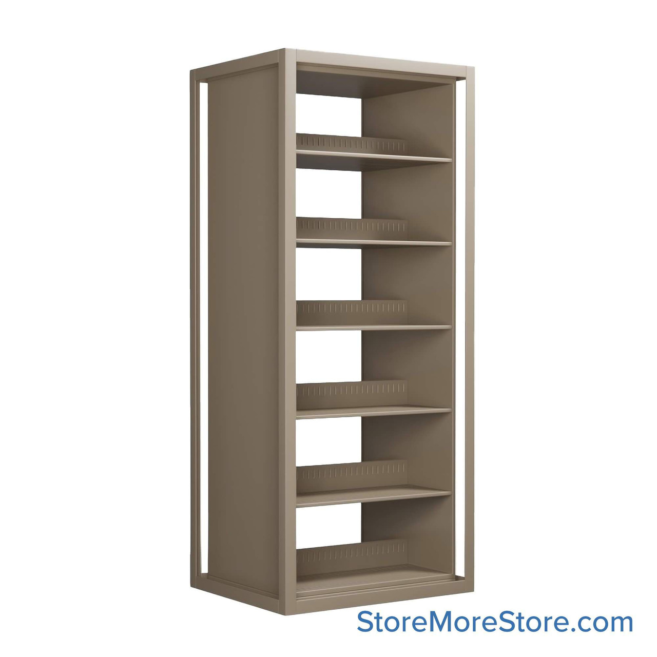 Rotary File Cabinet, 30.75" W x 25" D x 72" H, Adder Unit, Open Shelves