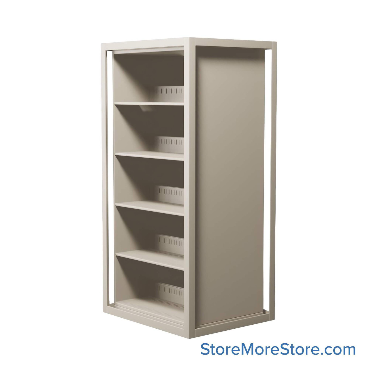Rotary File Cabinet, 38.75" W x 31" D x 61.5" H, Adder Unit, Open Shelves
