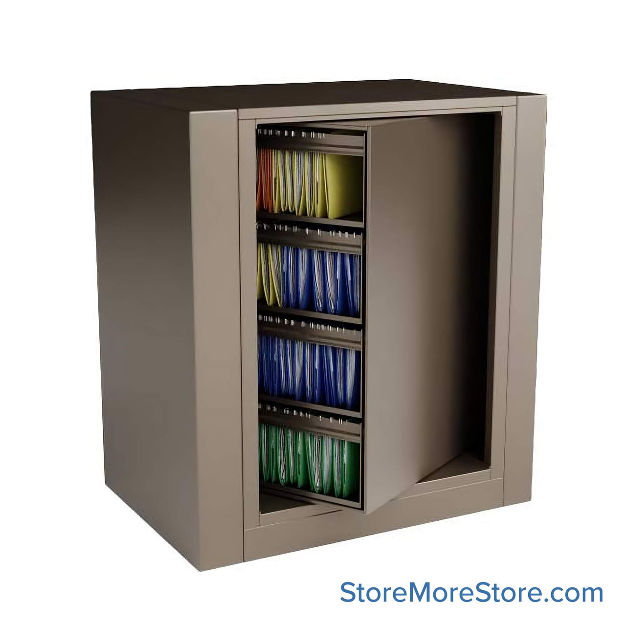 Rotary File Cabinet, 45.5" W x 31" D x 51" H, Starter Unit, Roll-Outs