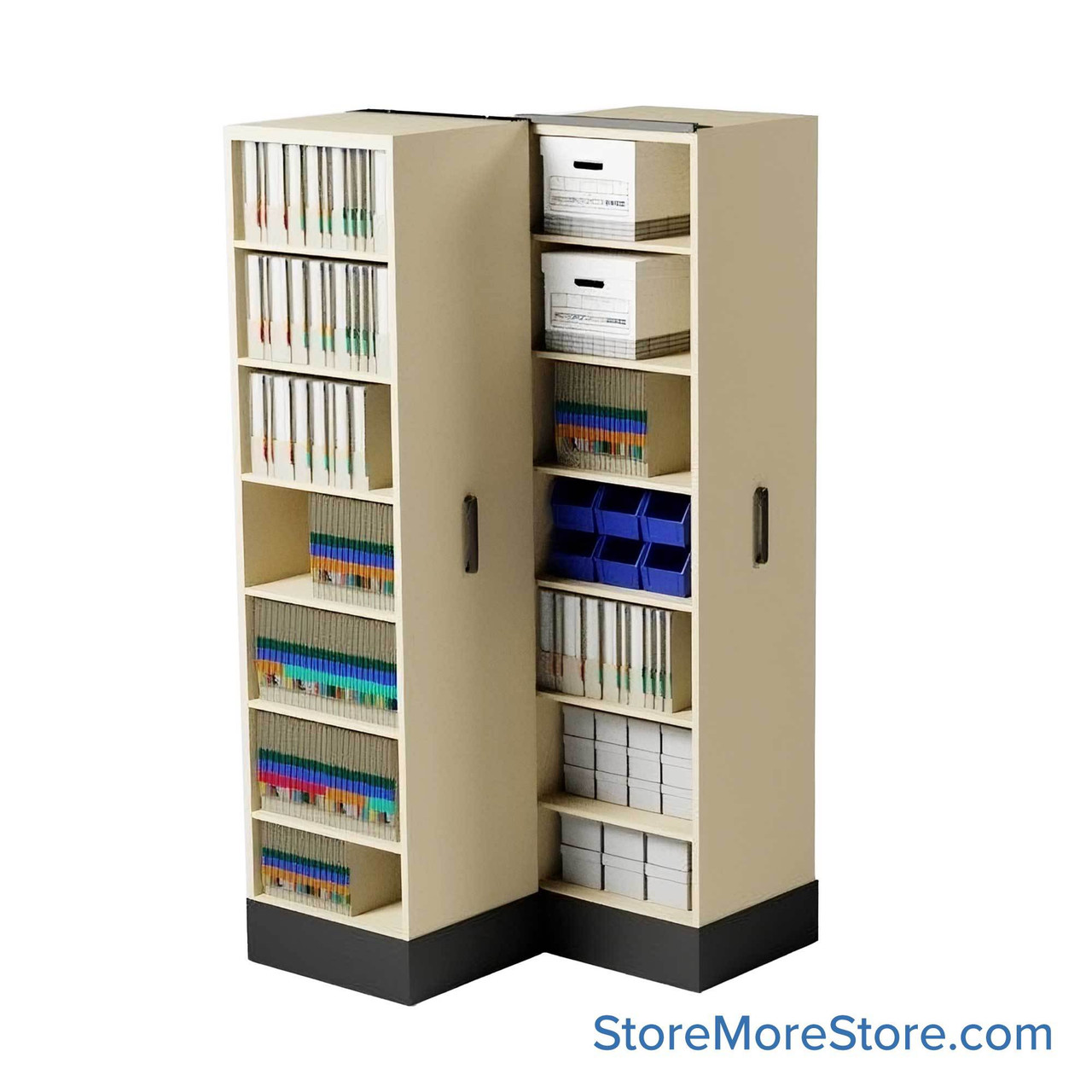 Retractable Shelving Systems, 39" W x 37" D x 91" H, 2 Pull-Out Units, 30" Shelf Width, 18" Shelf Depth