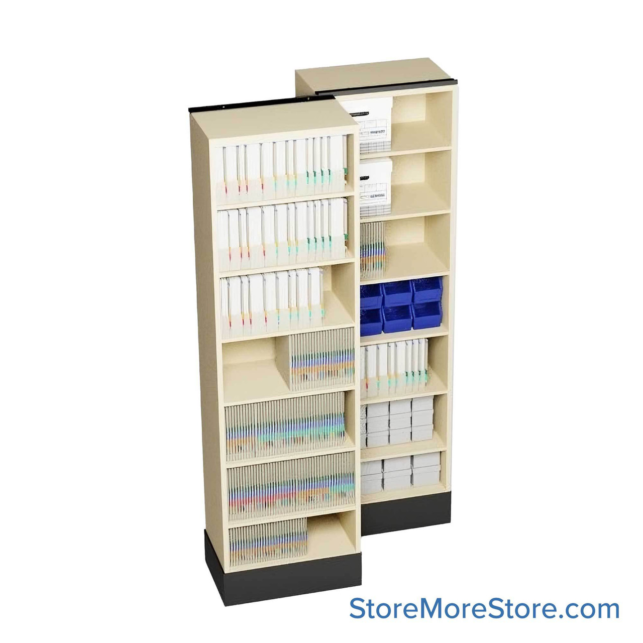 Retractable Shelving Systems, 27" W x 43" D x 91" H, 2 Pull-Out Units, 36" Shelf Width, 12" Shelf Depth