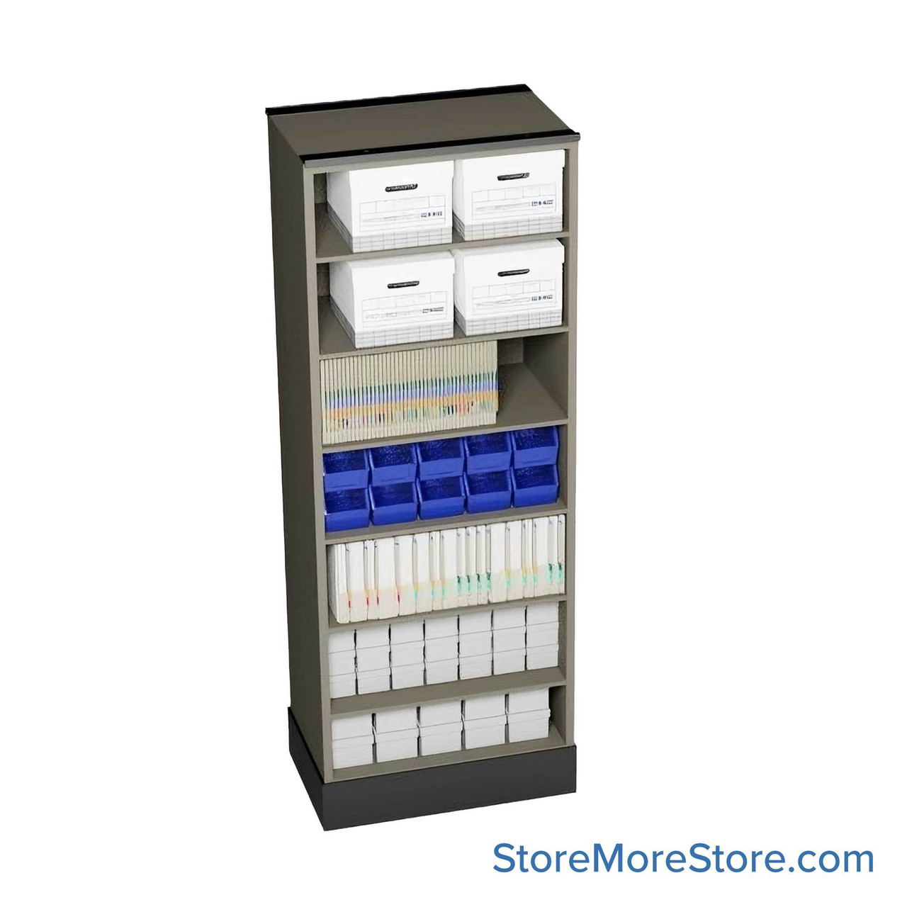 Retractable Shelving Systems, 19.5" W x 37" D x 91" H, 1 Pull-Out Unit, 30" Shelf Width, 18" Shelf Depth