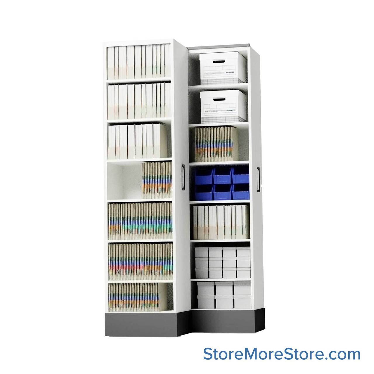 Retractable Shelving Systems, 33" W x 37" D x 91" H, 2 Pull-Out Units, 30" Shelf Width, 15" Shelf Depth