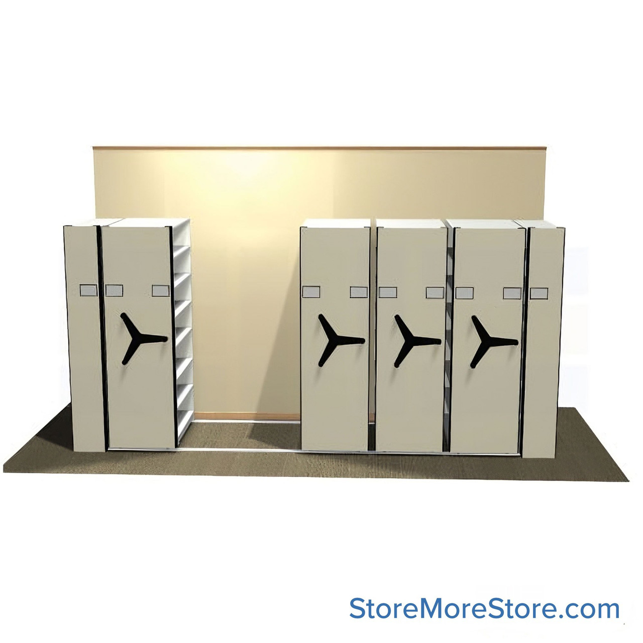 High Density Shelving, 170" W x 48" D, 36" Shelving Width, Letter (12") Shelf Depth