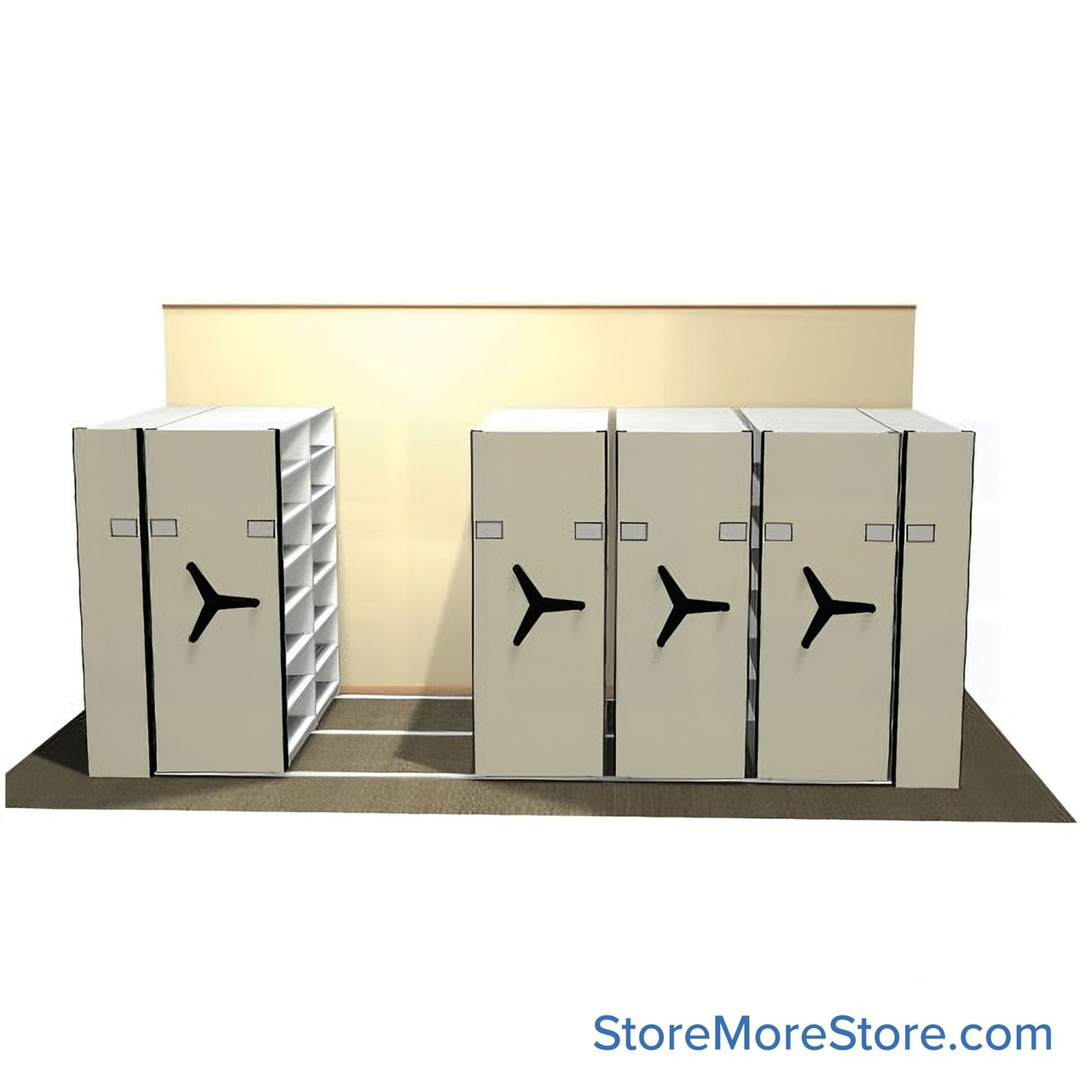 High Density Shelving, 199" W x 84" D, 72" Shelving Width, Legal (15") Shelf Depth