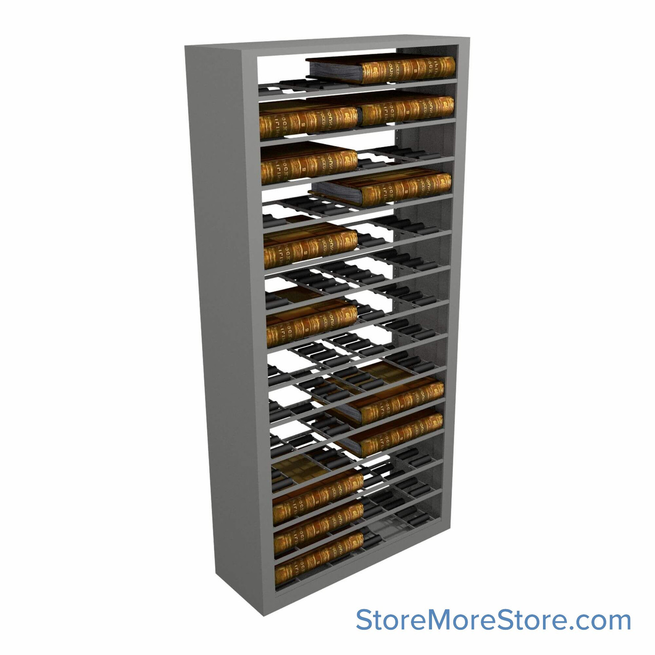 Deed Book Roller Shelving, 15" D x 88.25" H, 14 Openings