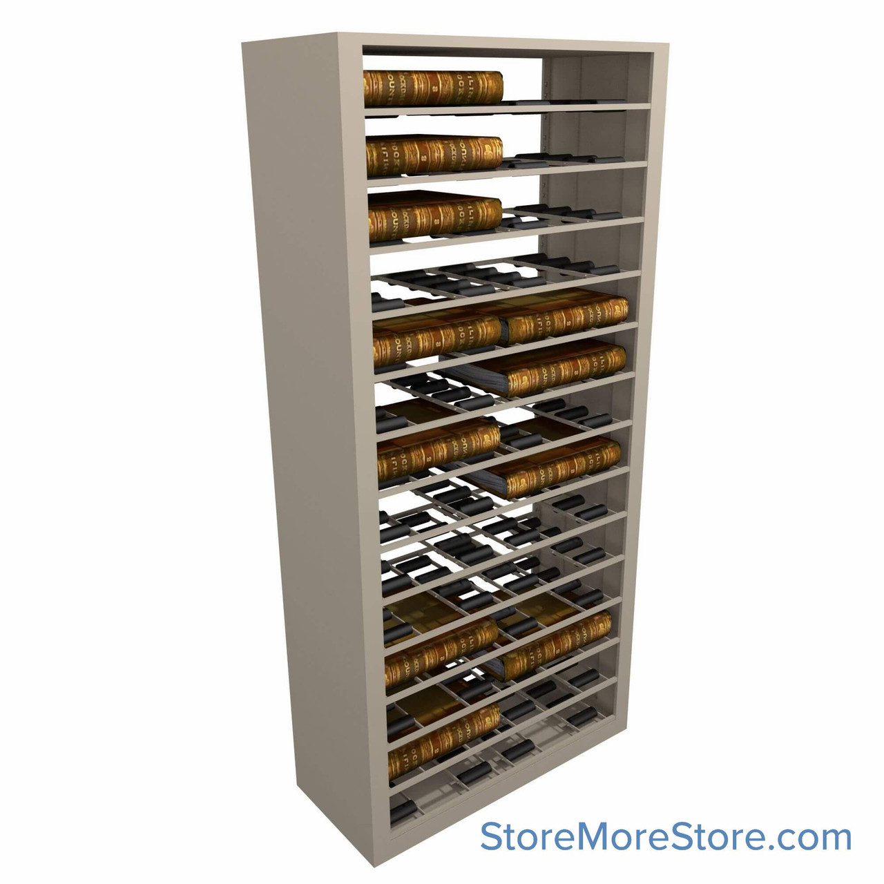 Deed Book Roller Shelving, 18" D x 88.25" H, 14 Openings