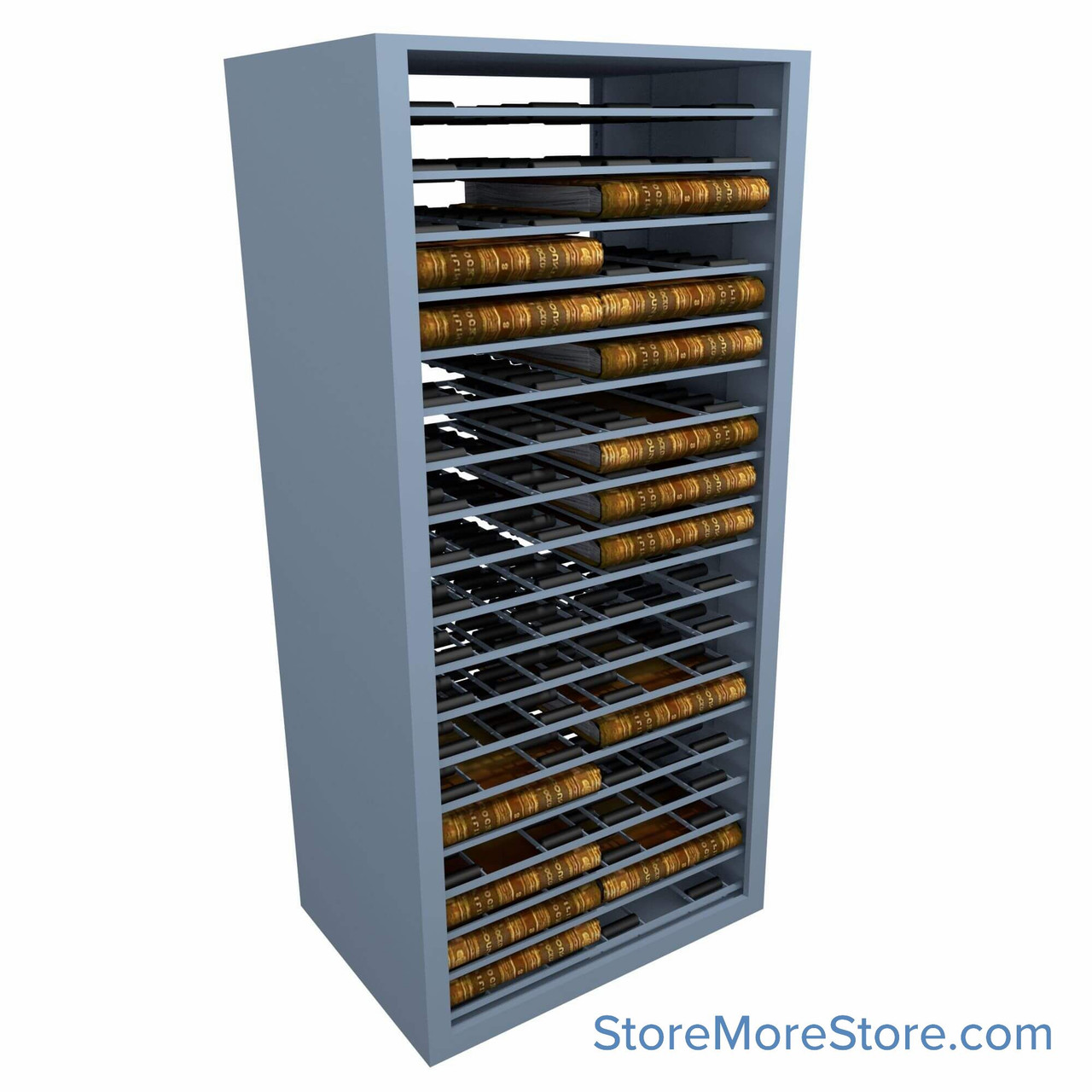 Deed Book Roller Shelving, 30" D x 88.25" H, 38 Openings