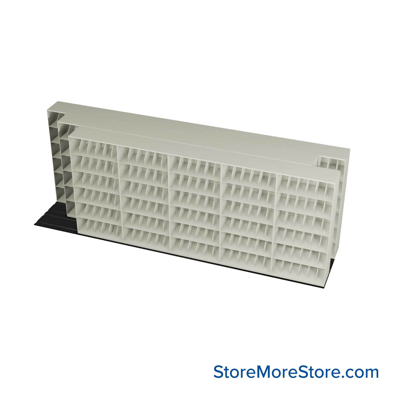 Mobile File Rack, 260" W x 60.75" D x 95" H, Fixed Dividers, 42" Shelf Width