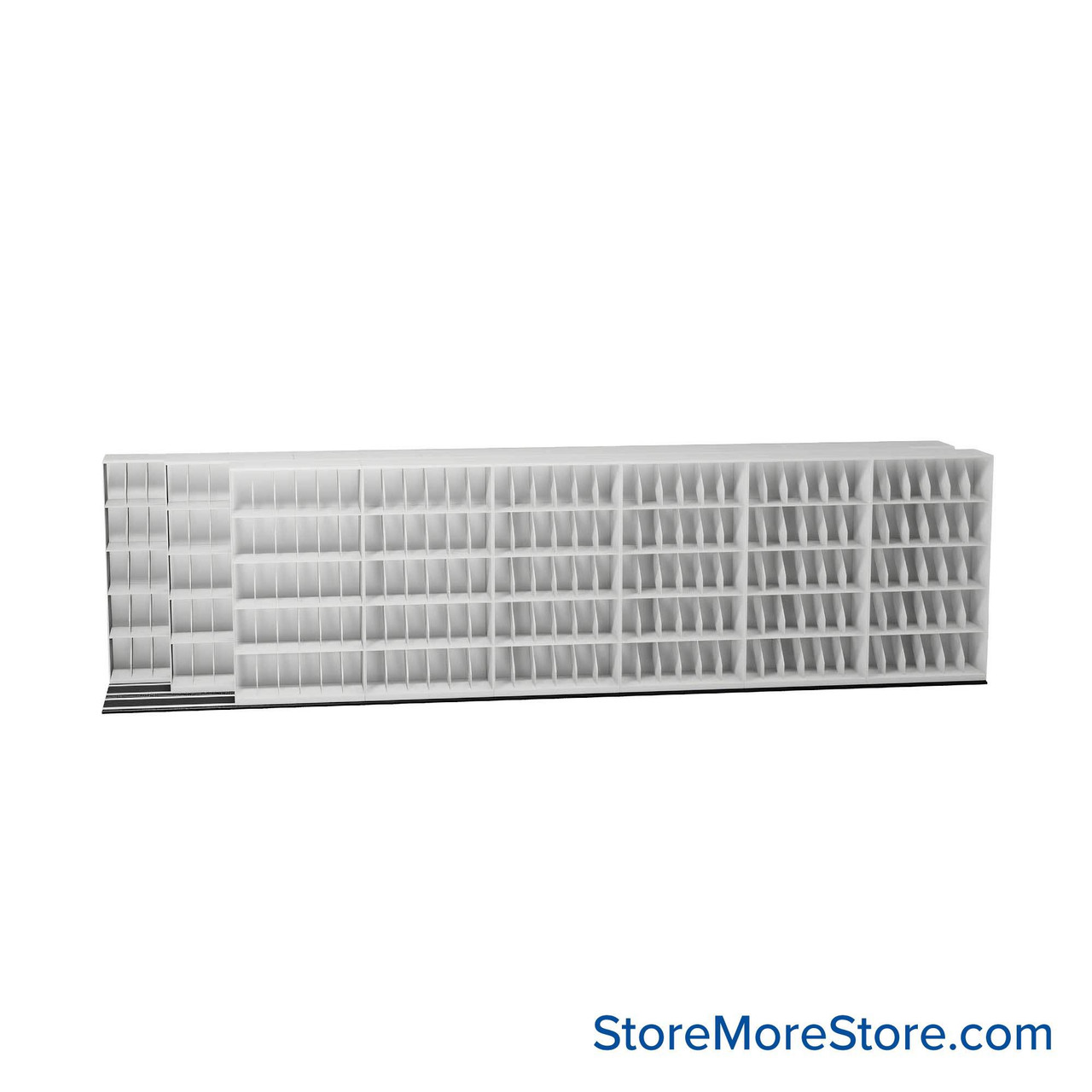 Mobile File Rack, 302" W x 60.75" D x 94.75" H, Fixed Dividers, 42" Shelf Width