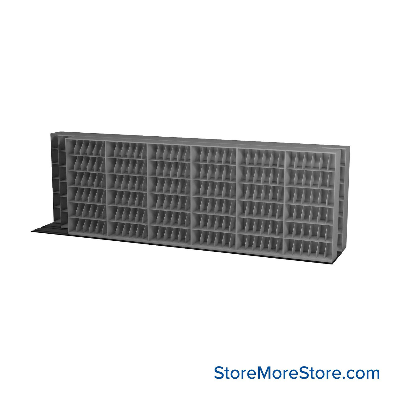 Mobile File Rack, 302" W x 60.75" D x 95" H, Fixed Dividers, 42" Shelf Width