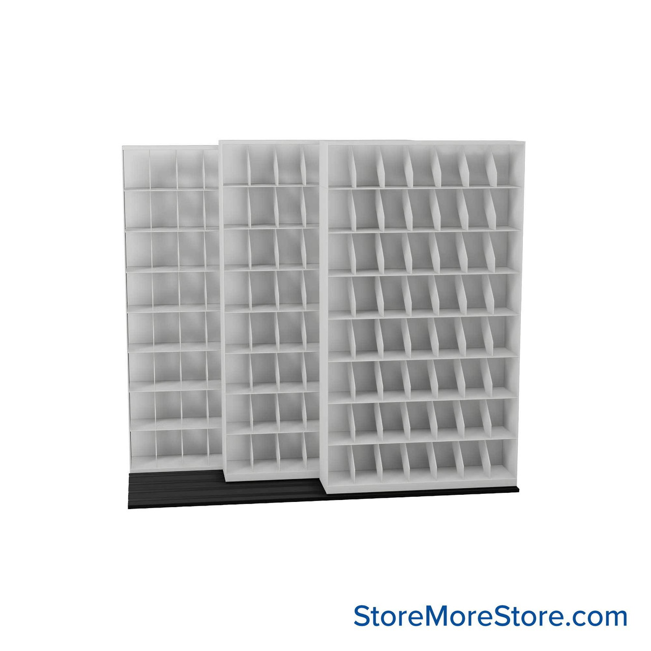 Mobile File Rack, 100" W x 51.75" D x 89.5" H, Fixed Dividers, 48" Shelf Width
