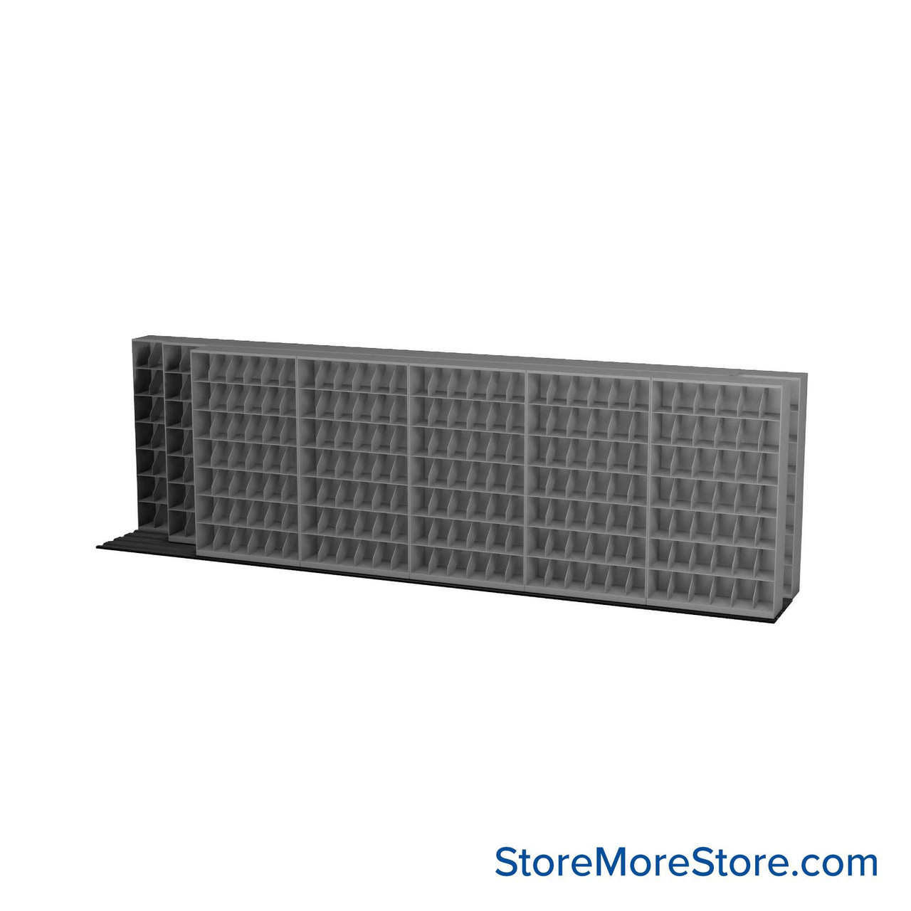 Mobile File Rack, 260" W x 51.75" D x 79.5" H, Fixed Dividers, 42" Shelf Width