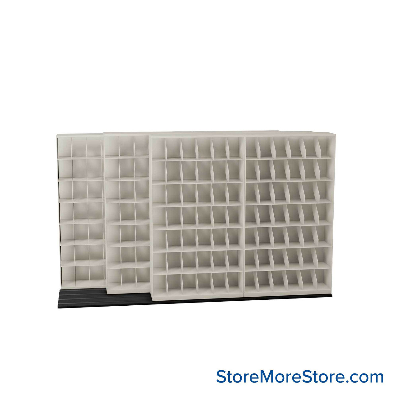 Mobile File Rack, 130" W x 51.75" D x 79.5" H, Fixed Dividers, 42" Shelf Width