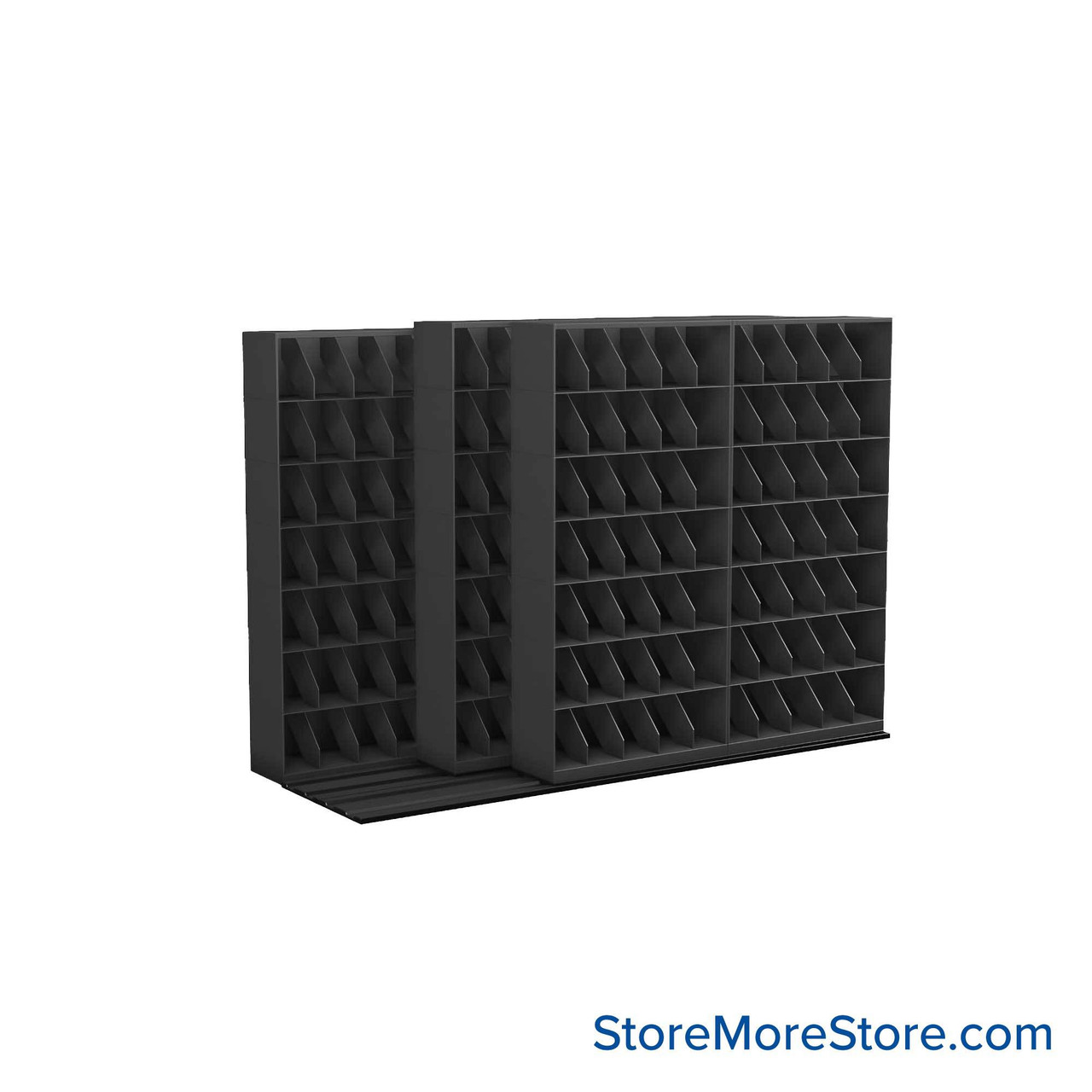 Mobile File Rack, 112" W x 42.75" D x 79.5" H, Fixed Dividers, 36" Shelf Width