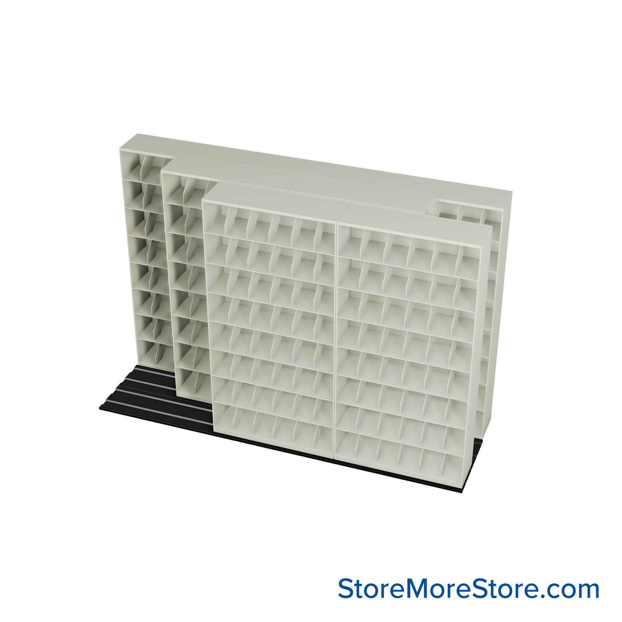 Mobile File Rack, 130" W x 51.75" D x 89.5" H, Fixed Dividers, 42" Shelf Width