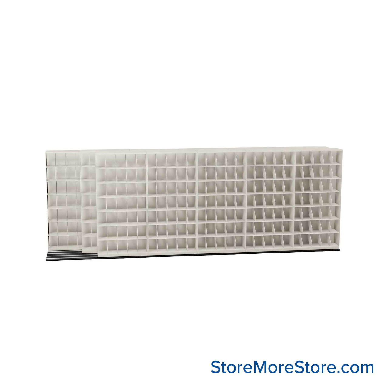 Mobile File Rack, 224" W x 42.75" D x 79.5" H, Fixed Dividers, 36" Shelf Width