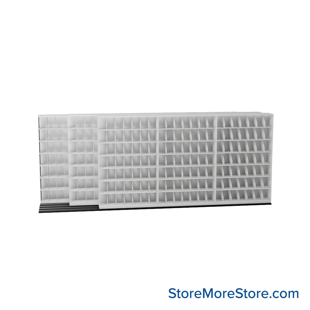 Mobile File Rack, 196" W x 51.75" D x 79.5" H, Fixed Dividers, 48" Shelf Width