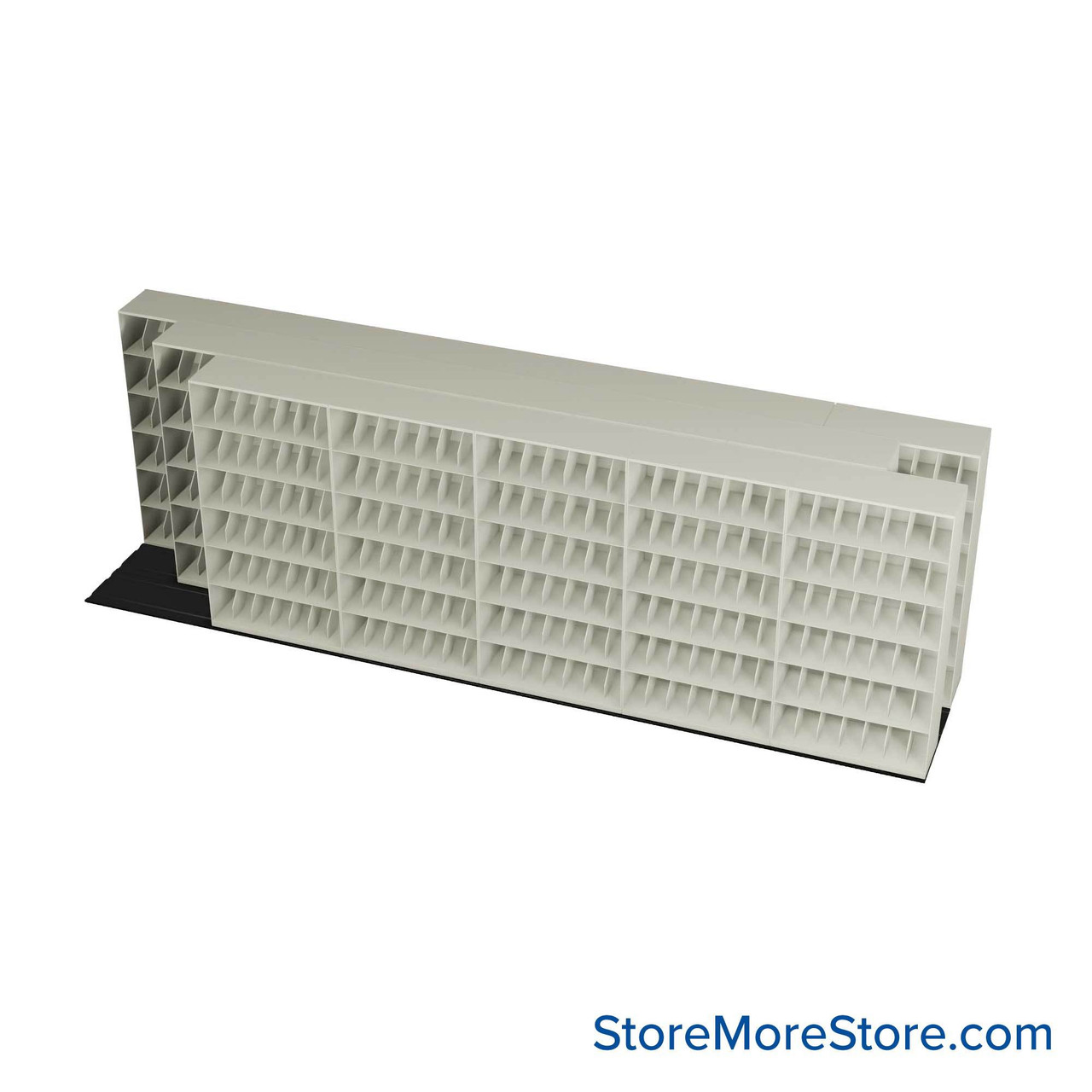 Mobile File Rack, 296" W x 60.75" D x 95" H, Fixed Dividers, 48" Shelf Width
