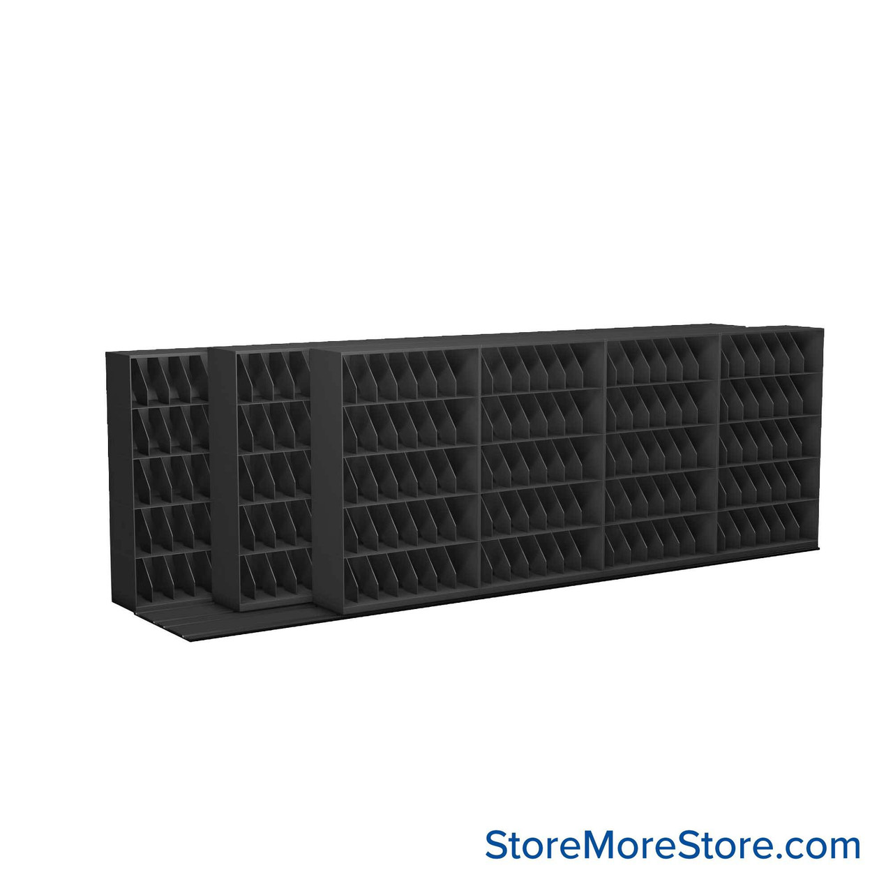 Mobile File Rack, 244" W x 60.75" D x 84.5" H, Fixed Dividers, 48" Shelf Width